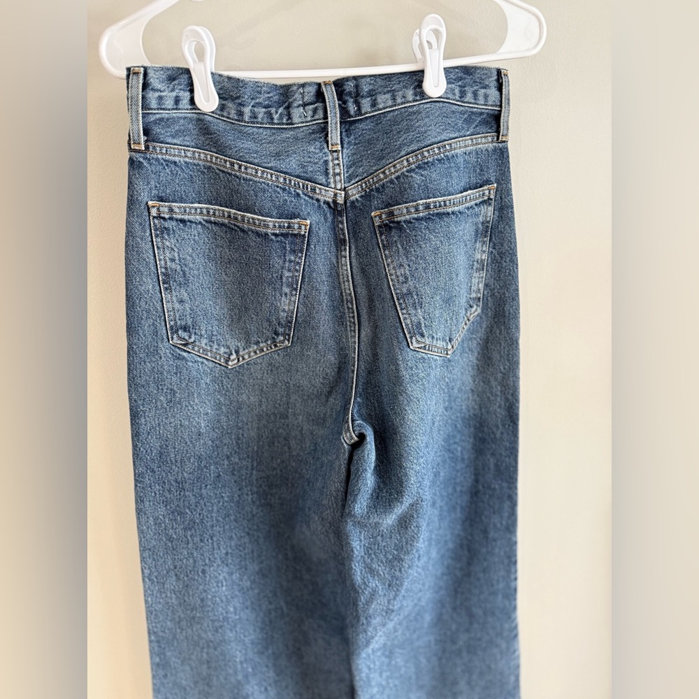 Agolde Dame Wide Leg Cuffed Hem Jeans - Dark Wash - Size 27 - Picture 13 of 16